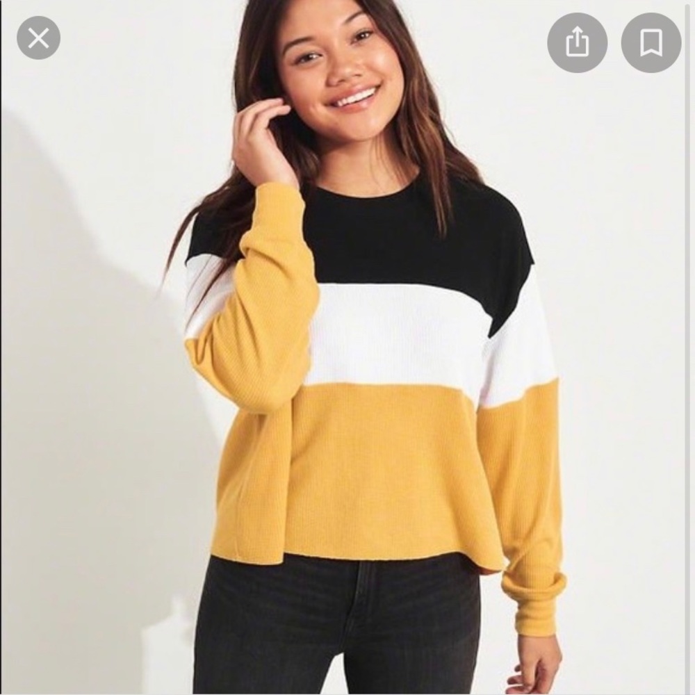 hollister striped waffle boyfriend crew neck shirt